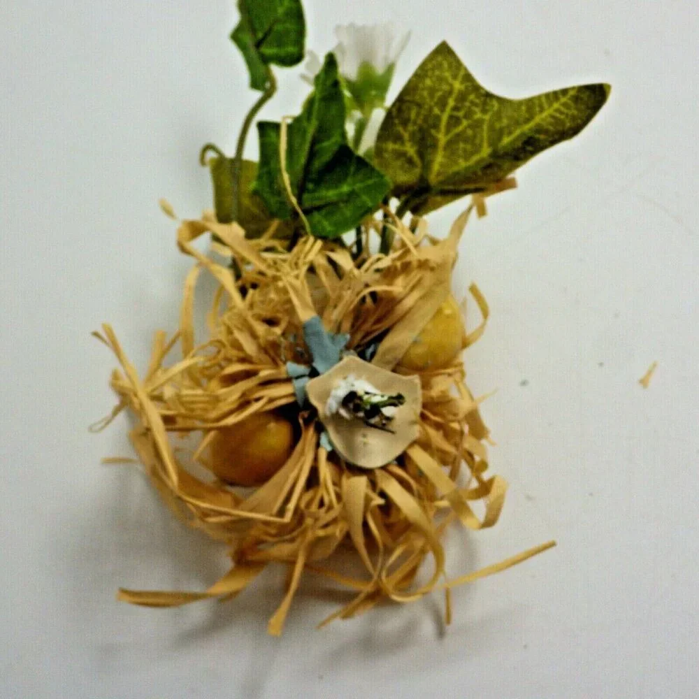 Baby Bird Nest Chick Flocked Pick Egg Floral Basket Decoration Vintage Easter